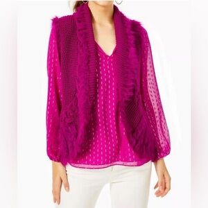 Small Purple/ Pink Lilly Pulitzer Torino Faux Fur Vest Bordeaux